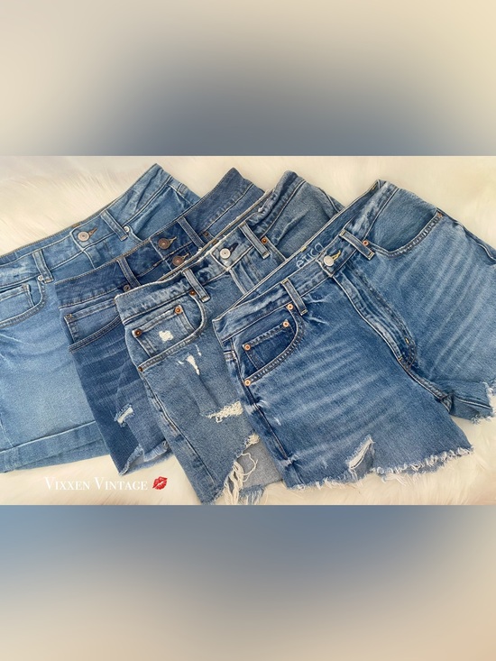 Pants - ASSORTED HIGH WAISTED DISTRESSED DENIM SHORTS IN MEDIUM WASH